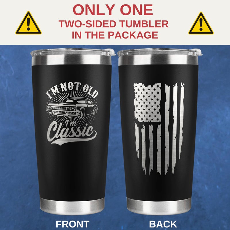 TEEBIM Gifts for Men - Birthday Gifts for Men - Birthday Gift for Grandpa, Him, Dad, Husband, Uncle - Fathers Day Gift - 40th, 50th, 60th, 70th Mens Present Ideas - 20 Oz Stainless Steel Tumbler - Image 2